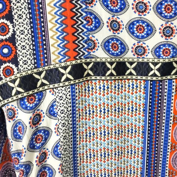 Valija Medallion Print Patchwork Flare Sleeve Mini Dress Medium Multicolor Boho - Picture 4 of 14